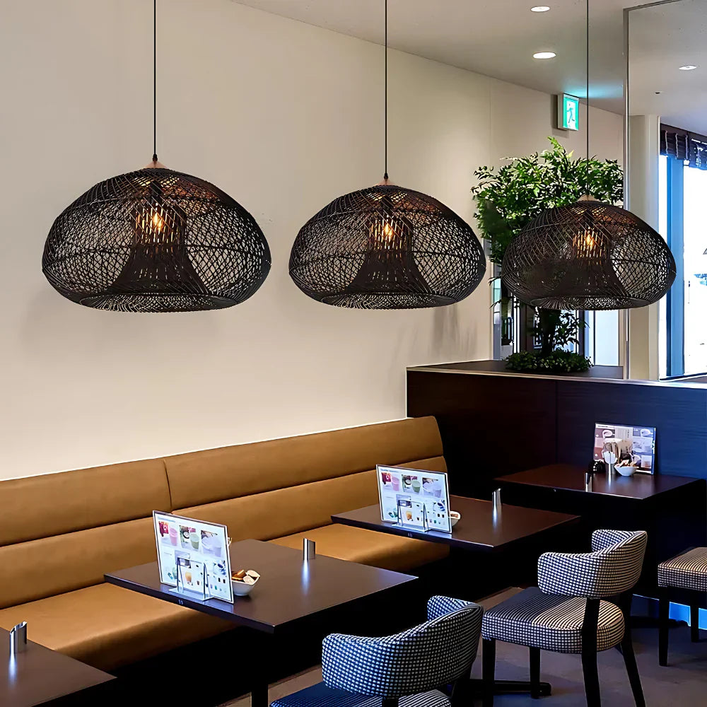 LED Pendellampe Für Wohnzimmer | Geflochtenes Rattan