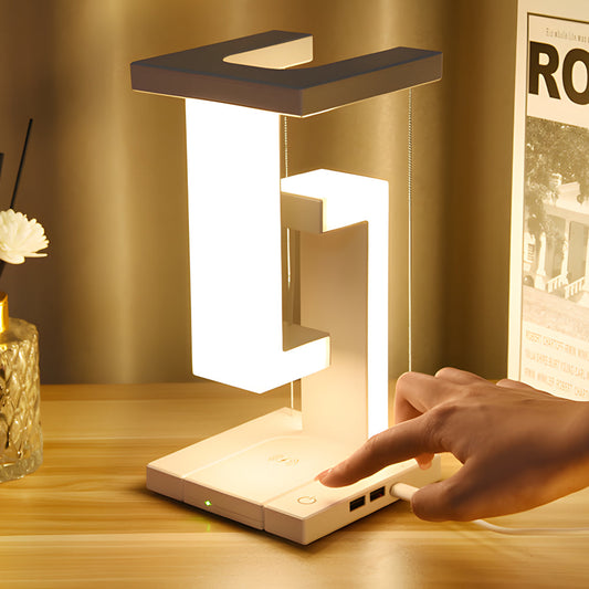 Schwebende LED Tischlampe Mit Kabelloser Ladefunktion | Modernes Design