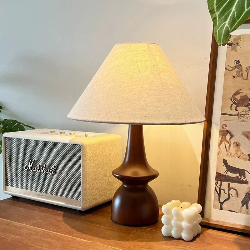 Vintage Holz Tischlampe | Für Wohnzimmer