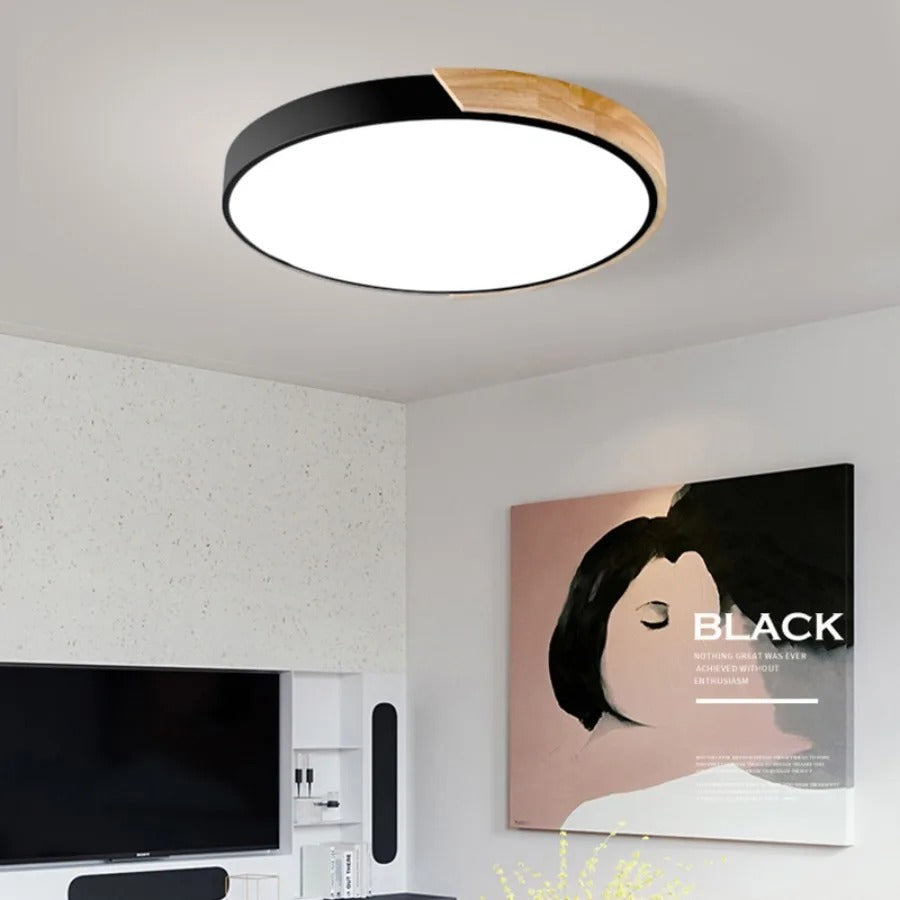 Nordische Holzmakrone Deckenleuchte Schweiz | Kreisförmiges Holz Design