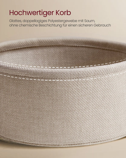 Runder Beistelltisch Mit Steckdose | Klein, Modern, Mattweiß-kamelbraun Mit Stoffkorb