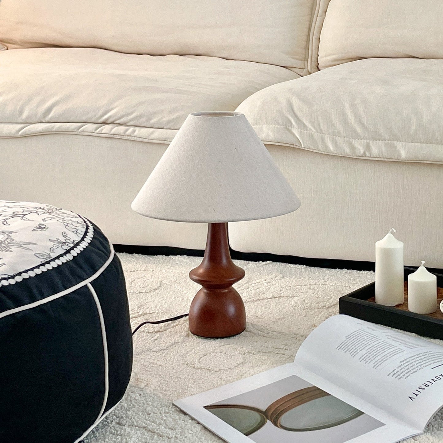 Vintage Holz Tischlampe | Für Wohnzimmer