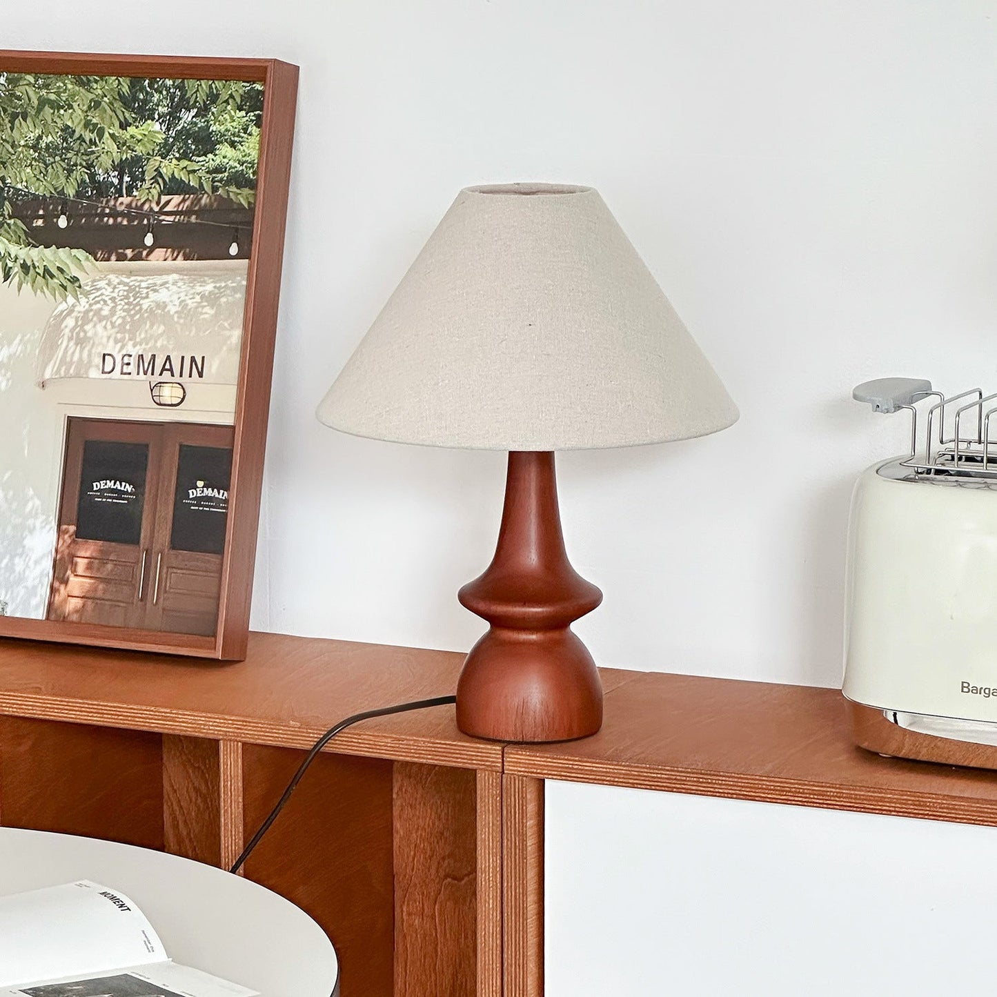 Vintage Holz Tischlampe | Für Wohnzimmer