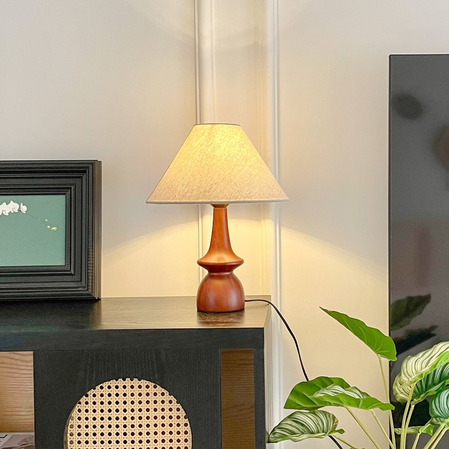 Vintage Holz Tischlampe | Für Wohnzimmer