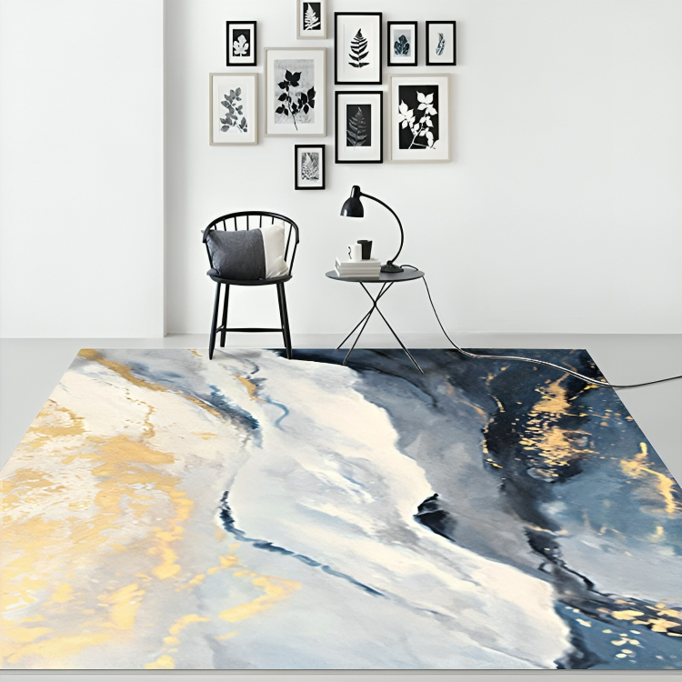 Abstrakter Teppich Für Wohnzimmer | Blau