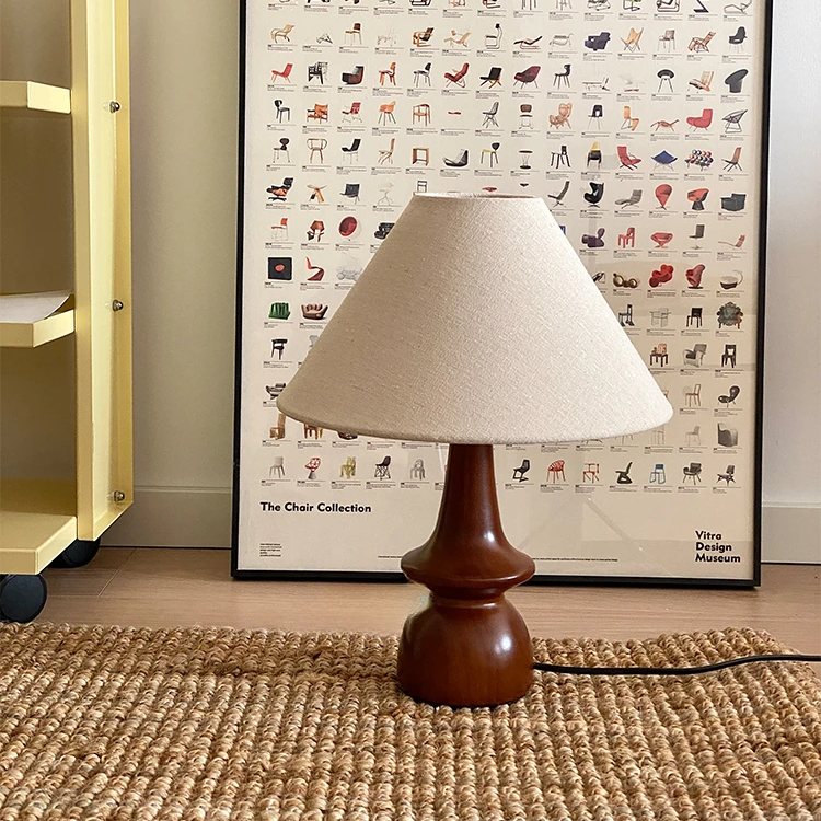 Vintage Holz Tischlampe | Für Wohnzimmer