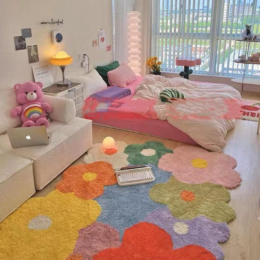 Wildblumen-Teppich für Wohnzimmer | Wellenförmig
